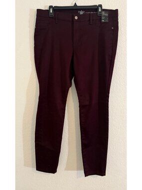 New York & Company The Crosby Burgundy Slim Leg Pants Size 14- New